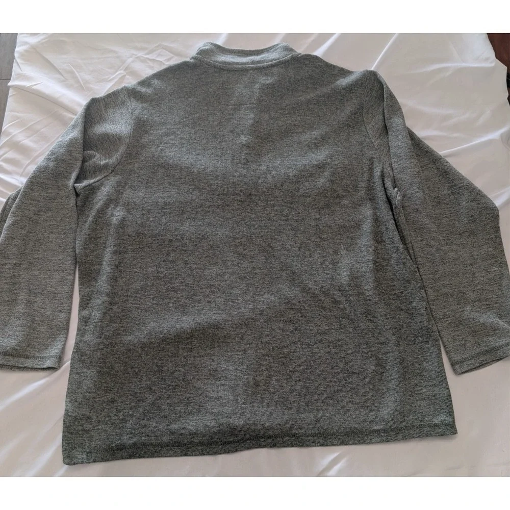 GAP Men's Mock Neck Henley Pullover Sweater Heathered Green Cotton Long Sleeve